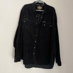 Harley Davidson corduroy black button up XL TALL